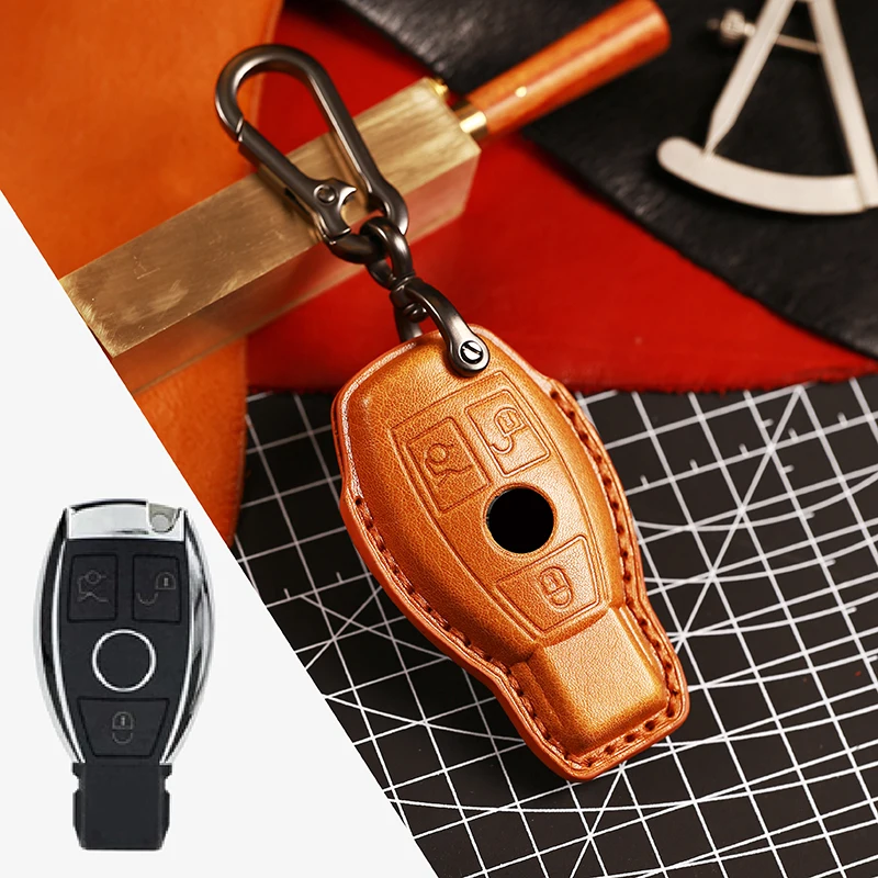 

Leather Car Key Bag Case Cover Key Holder For Mercedes Benz W203 W210 W211 W124 W202 W204 AMG Car Accessories