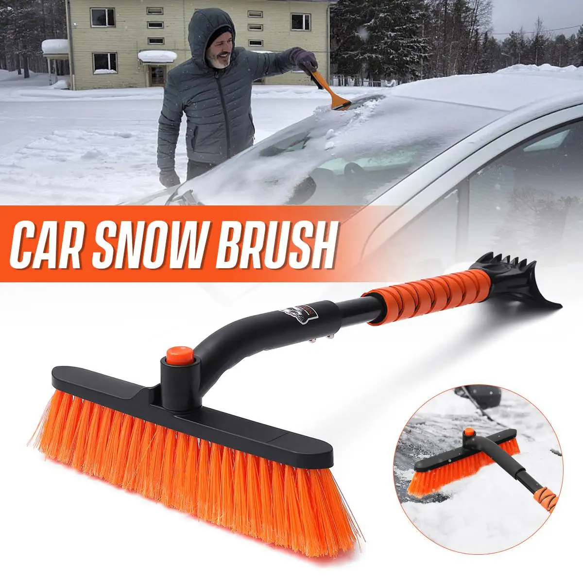 

Winter Machine Extendable Car Cleaning Ice Scraper Snow Shovel Car Windshield Snow Brush With Ergonomic Foam Handle Detachable