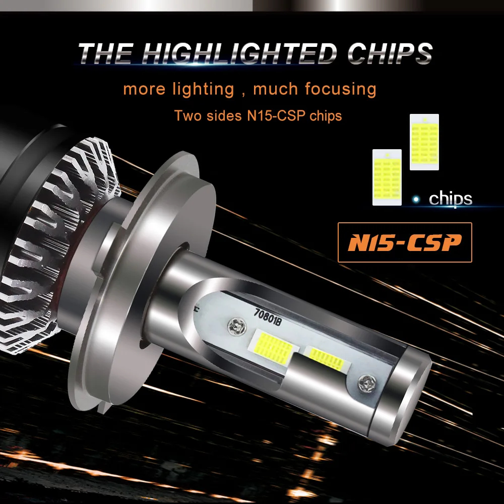 2pcs H7 H8 H11 H4 HB2 LED Car Headlight Fog Lamp 60W 10000LM 6000K Head Light Kit Waterproof Automobile Bulb | Автомобили и