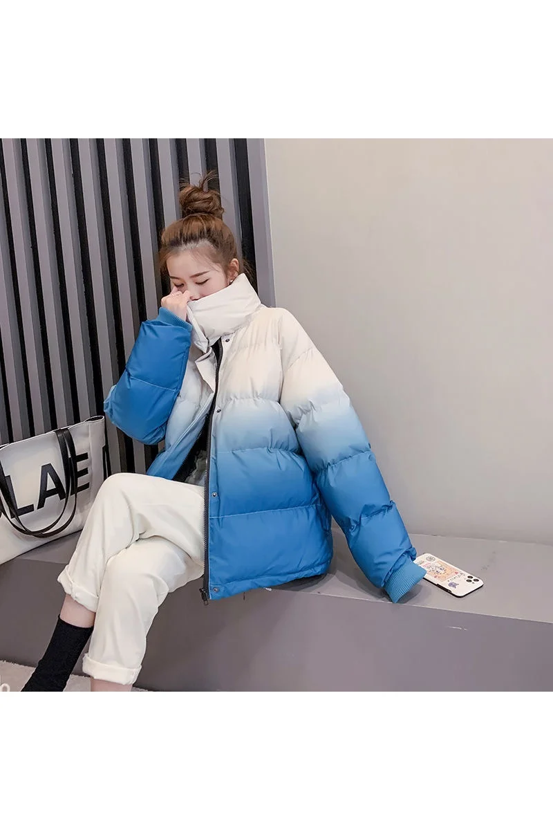 

2020 new autumn and winter fashion casual cotton coat women Korean version French retro gradient small fragrance jacket
