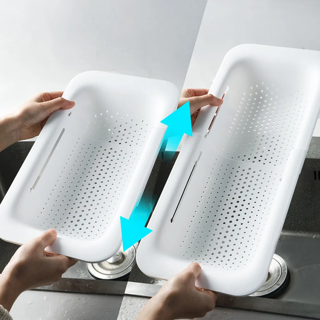 Кухонный Регулируемый складной дуршлаг дренажная корзина регулируемый над