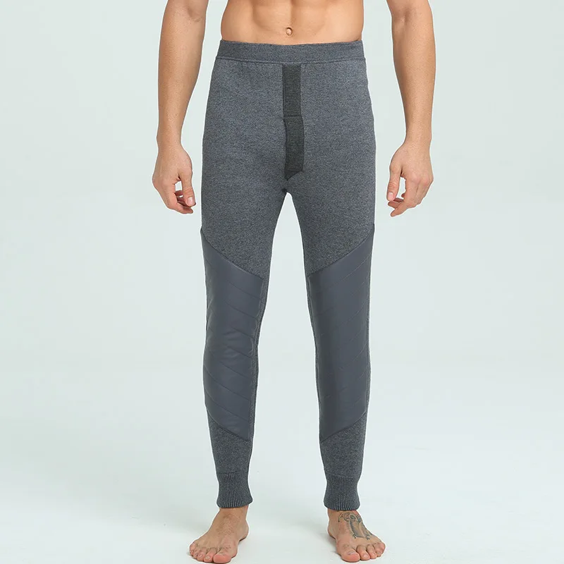 Thicker-mid grey Мужские штаны шерстяные вязаные леггинсы новые зимние толстые длинные трикотажные брюки для мужчин 3 цвета мужские брюки с подкладкой - Цвет: Thicker-mid grey