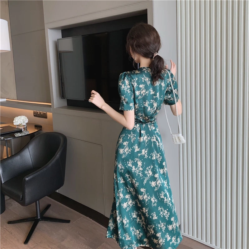 Женское атласное платье с завышенной талией Элегантное Длинное приталенное из