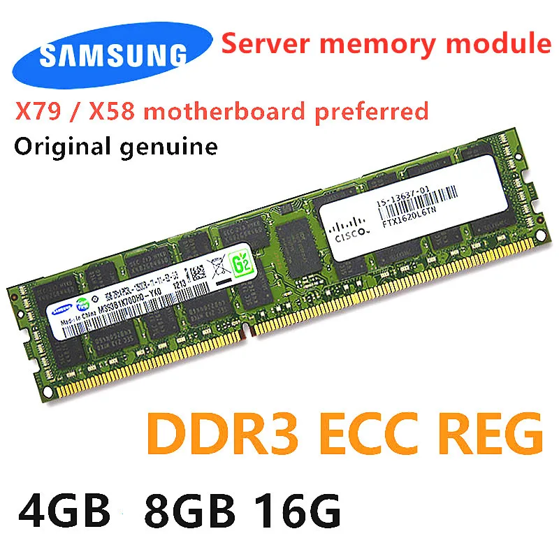 Серверная память SAMSUNG ECC REG 16 ГБ 8 4 Гб DDR3 2RX4 PC3-10600R 12800R 14900R 1866 МГц 1600 1333 ОЗУ X79 X58 |