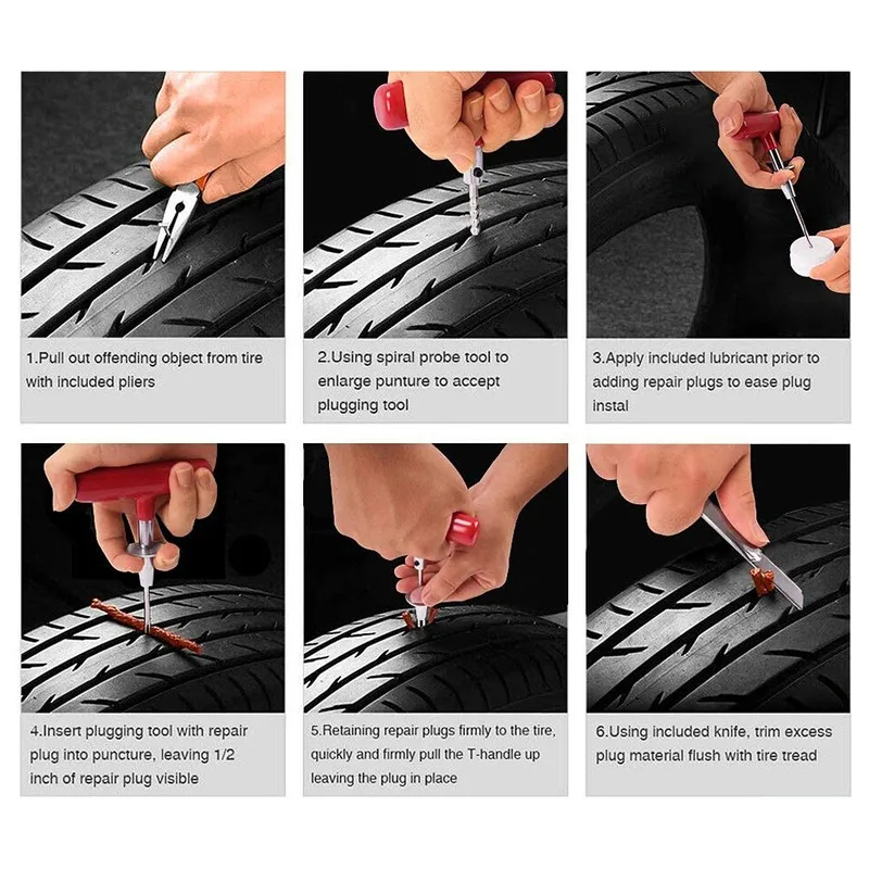New 98Pcs/Sets Tire Repair Plug Kit Universal Heavy Duty Tire Repair Kit Flat Tire Patch Kits Puncture Repair Kit enlarge