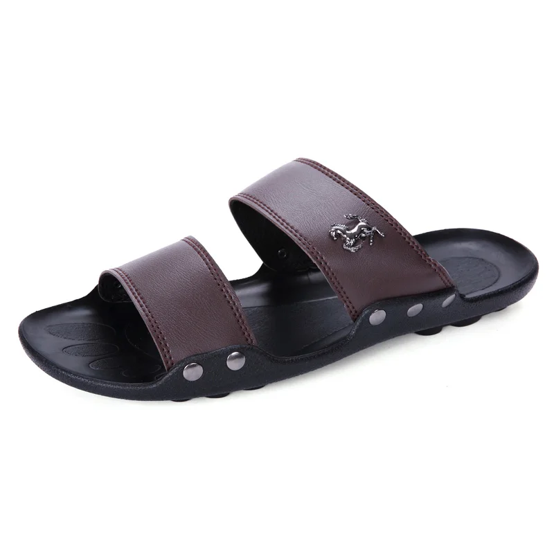 

High Quality Casual Famous Brand Men Sandals Shoes Slippers Summer Flip Flops Beach Men Shoes Leather Sandalias Zapatillas Casa