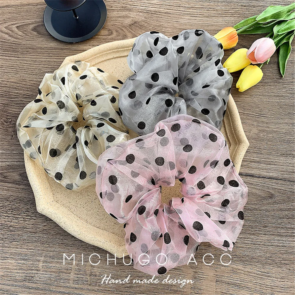 Модные красочные резинки для волос в горошек держатель конского хвоста женщин