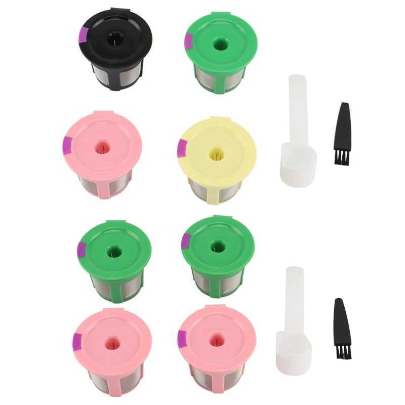 

2Set Refillable Coffee Filter Cup Reusable Coffee Pod Filled Capsule Compatible For Keurig 2.0 1.0 K Cup Four Color