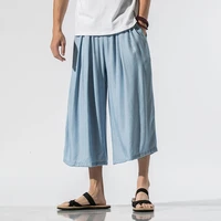 mrgb summer japanese chinese style harem pants wide leg straight casual calf length pants retro fashion couple simple trousers