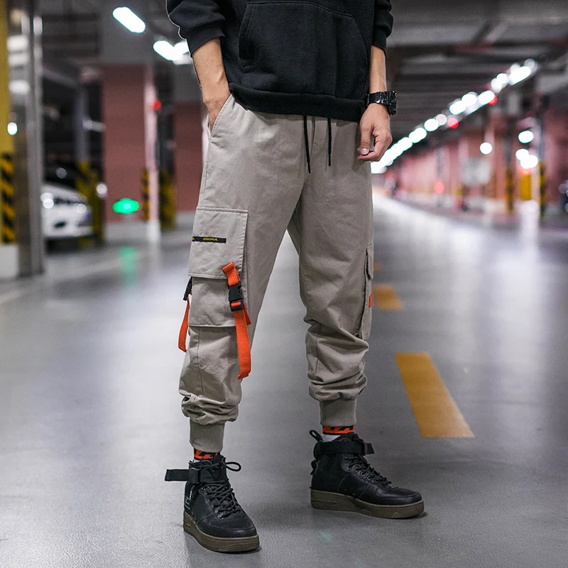 

Men's Trousers Multi Pocket Pants Ribbons Men's Overalls Streetwear Leisure Jogger Sweatpants 2021 Fashionable High Quality