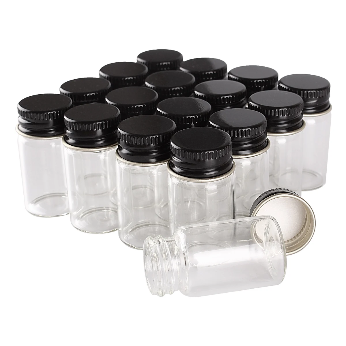 100 шт 7 мл стеклянные бутылки с черными алюминиевыми крышками 22*40 мм банки флаконы