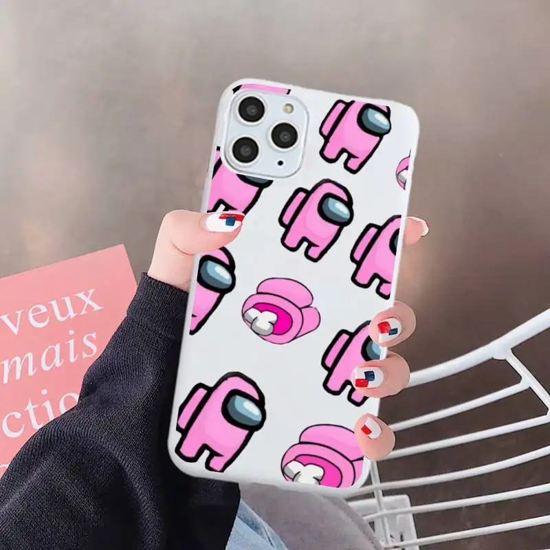 

among us game Phone Case White Color for iPhone 6 7 8 11 12 s mini pro X XS XR MAX Plus