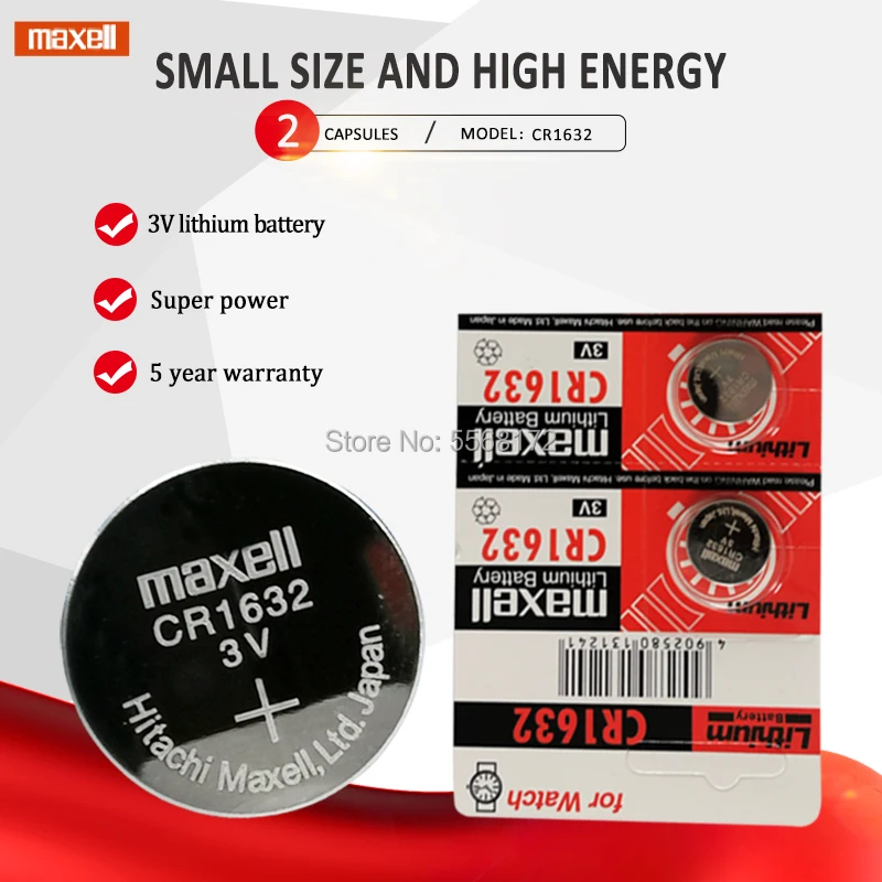 2 шт. оригинальный бренд Новый аккумулятор для maxell cr1632 3v кнопочные батареи монет