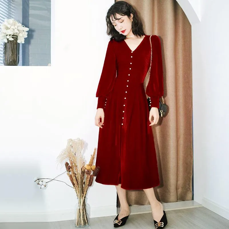 Элегантное красное черное бархатное платье зимнее ретро для женщин Одри Хепберн