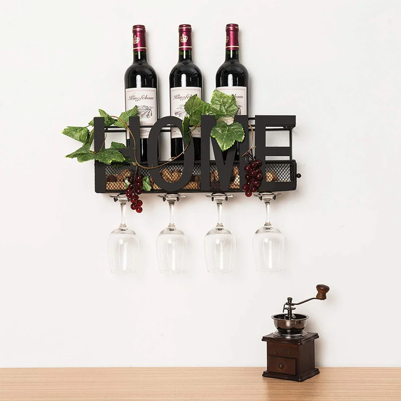 Креативная настенная полка для винных бутылок дома Гостиная подвесная чашка кухонный держатель для хранения расходных материалов от AliExpress WW