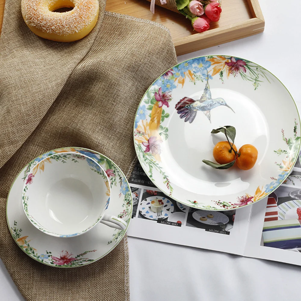 

British Style Flower Bone China Coffee Cup and Saucer Set High-end Afternoon Tea Pastoral Style Flower Tea Cup