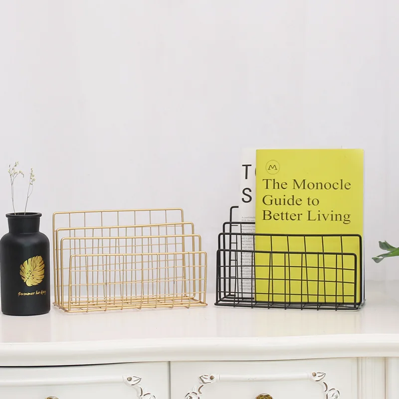 Простые INS железные геометрические книжные полки держатели для хранения