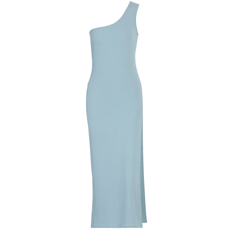 

Female sexy dress in the summer of 2021 the new single shoulder in the vented temperament show thin dress