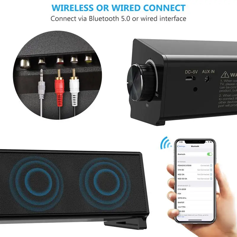 FOXNOVO Bluetooth 20 Вт 818 Смарт ТВ звуковая панель BT беспроводной динамик сабвуфер для