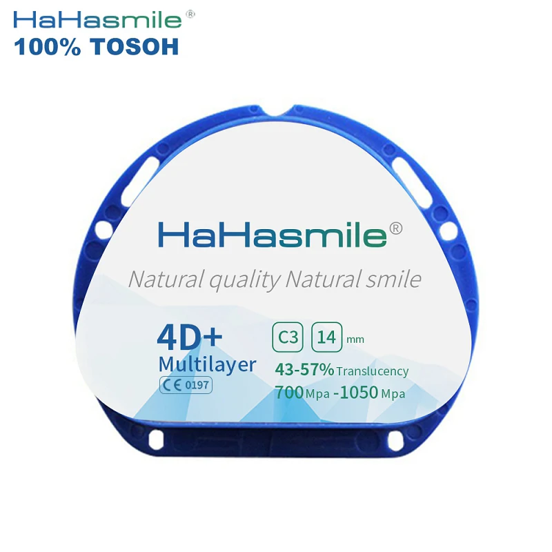 

Многослойный Цирконий HaHasmile 4D + AG 100% TOSOH, аксессуары для обработки зубов, стоматологическое оборудование, блок циркония C3