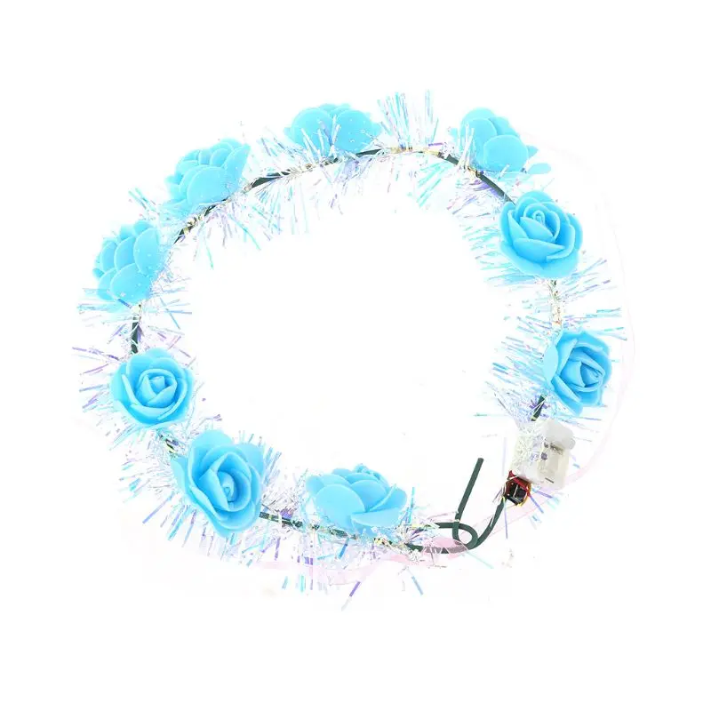 Women Children LED Light Up Flower Crown Glitter Reflective Tinsel Wreath Headband Luminous Headwear for Christmas Holiday Party | Красота и