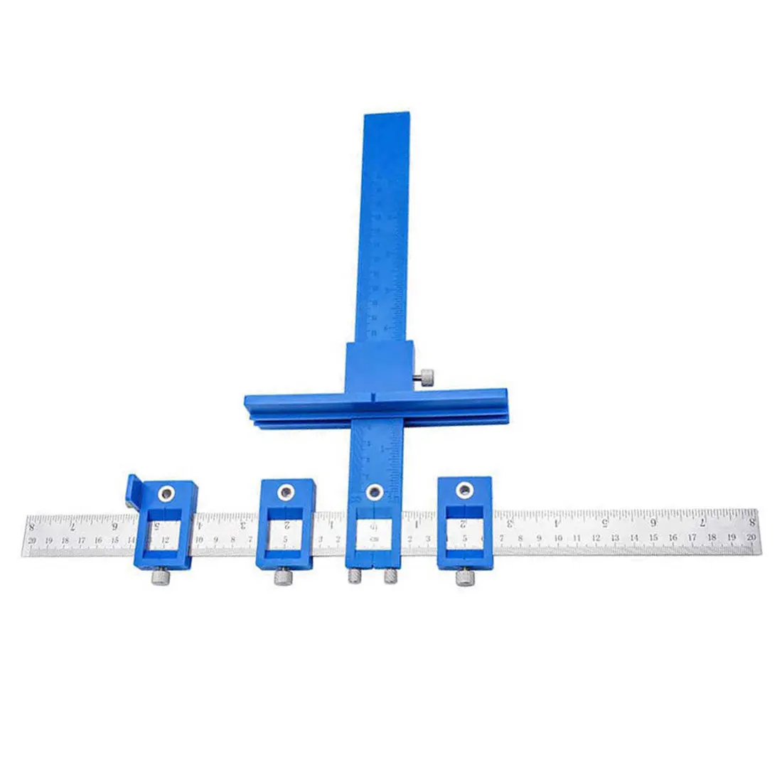 

0-250MM Hole Punch Locator Jig Tool Drill Guide Sleeve for Drawer Hardware Dowel Wood Drilling Punching Ruler Metric and Inch