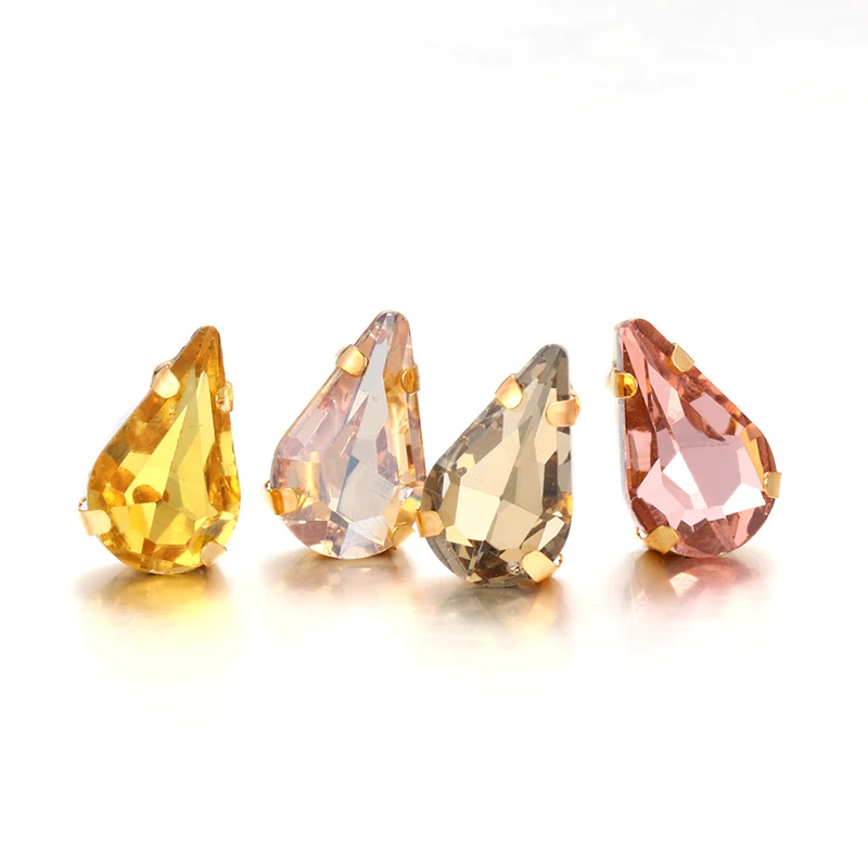 6x8 мм Золотая тень камни в виде пони хрустальные стразы шьют с плоской задней