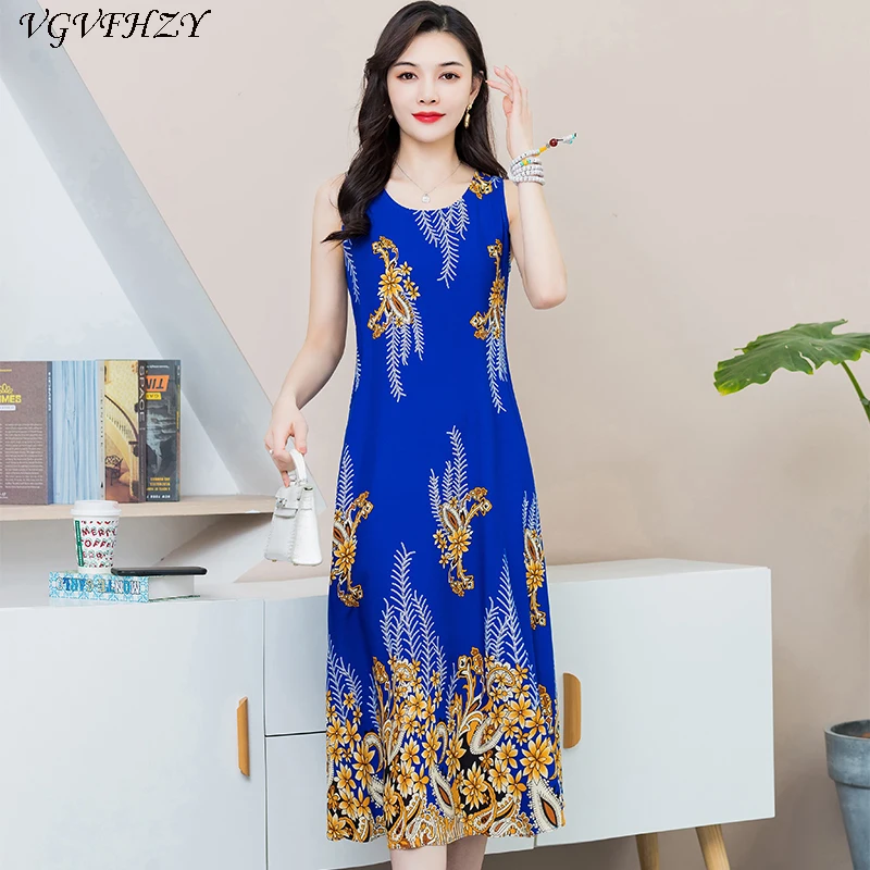 Новинка 2020 летнее платье для среднего возраста женское модное без рукавов