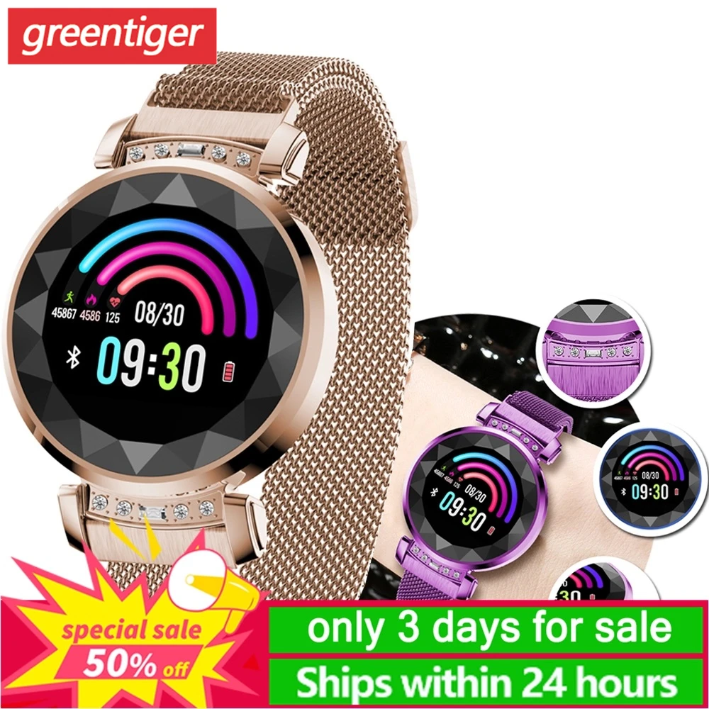 Greentiger SL08 женские Смарт-часы IP68 водонепроницаемый монитор сердечного ритма умный