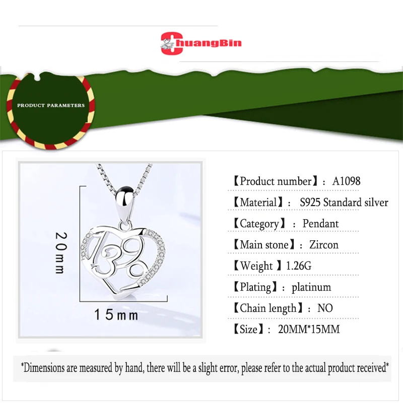 

Genuine S925 sterling silver Temperament 1399 pendant Korean personality zircon ladies gift fashion Featured love pendant