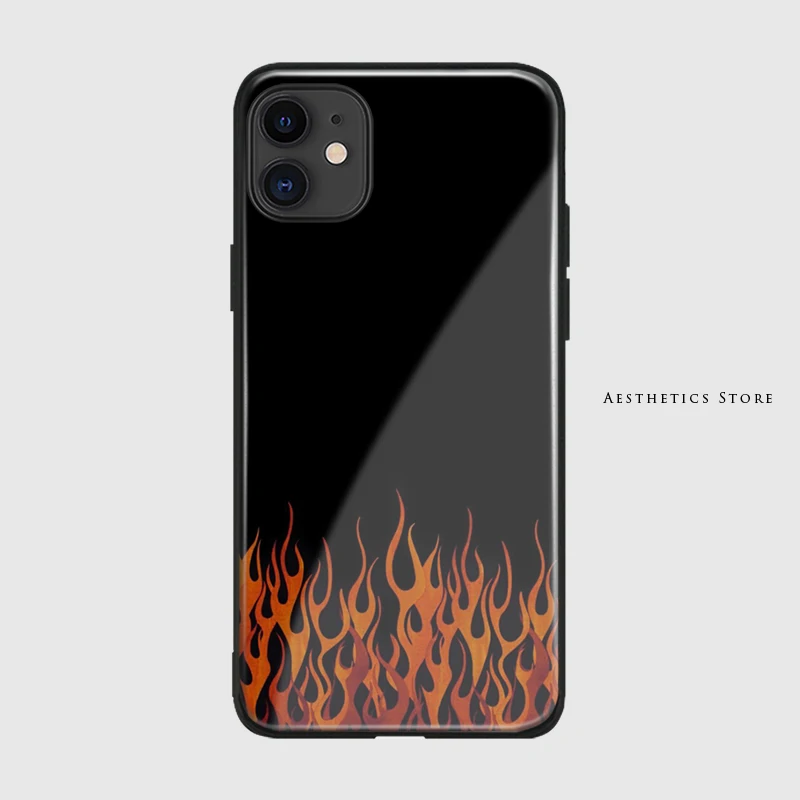 Огненный пламя Blaze ткань печать мягкий силиконовый стеклянный чехол для телефона