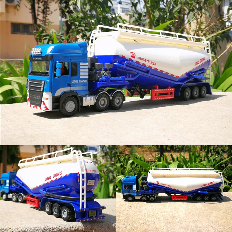

1:50 Semi-trailer Tank Truck Powder Transporter Cement Truck Alloy Transporter Model Toys Children Pull Back Toys