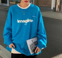 letter printed sweatshirt oversized all match casual pullover women clothes 2021 new korean version of the spring new fashion
