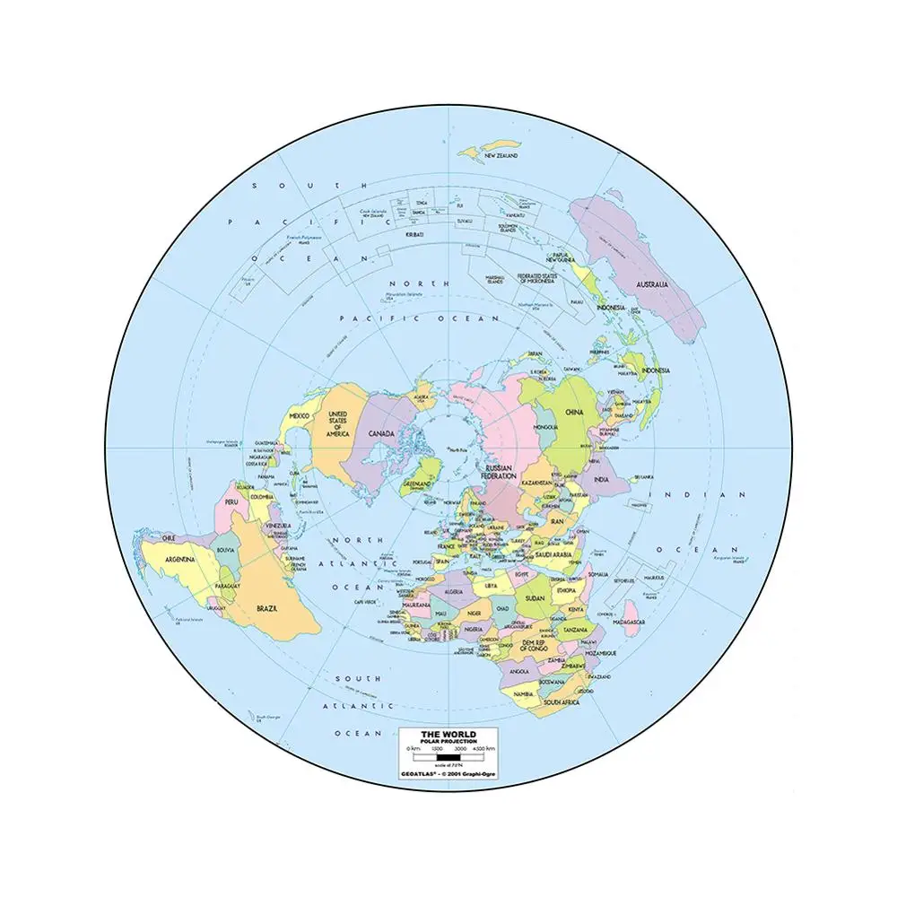 Традиционная карта мира 90x90 см Нетканая без запаха не выцветающая для