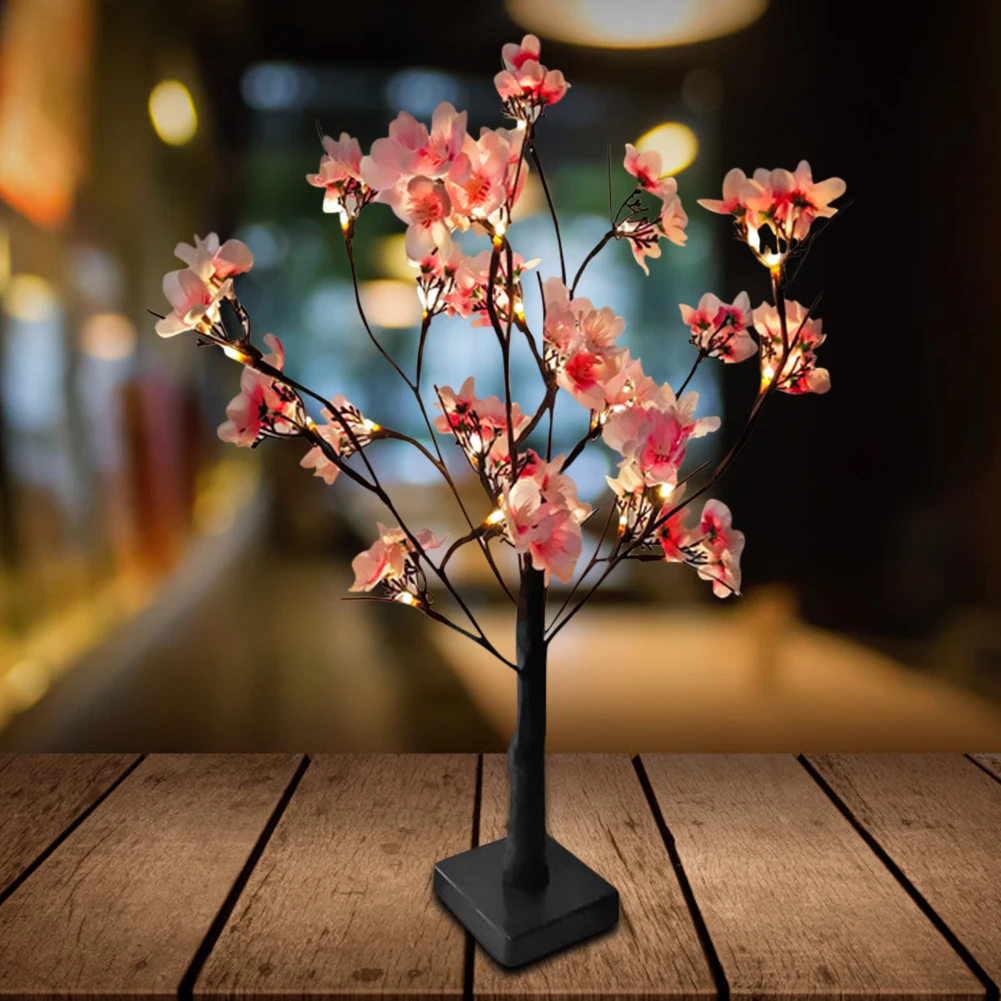 Светодиодный розовый настольный ночник 24 светодиода в форме вишни сливы для