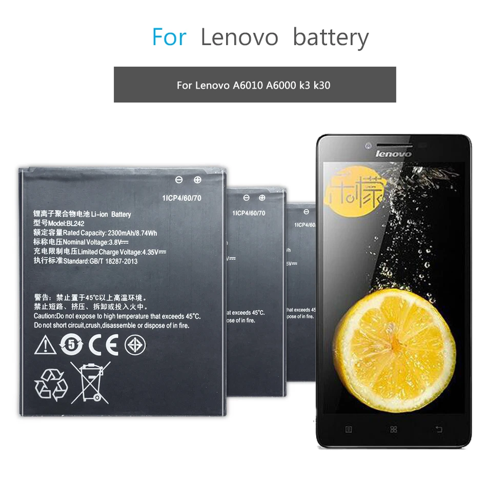 

BL242 Battery For Lenovo K3 K30-W K30-T A6000 A3860 A3580 A3900 A6010 A6010 Plus BL 242 Mobile Phone Batteries