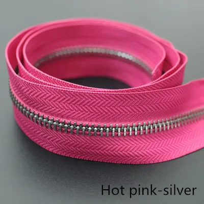 hot pink silver 1/3 ярд Meetee 5# Металлические молнии Открытый портной одежды сумки для дома швейные изделия для одежды пальто одежда молния ремонт аксессуар - Цвет: hot pink silver
