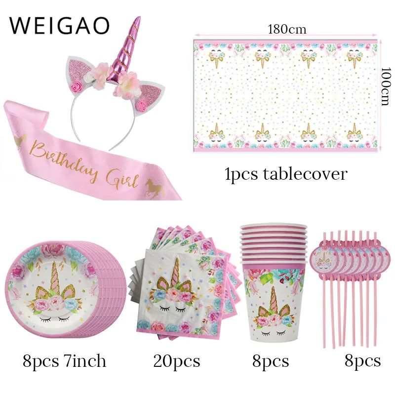 WEIGAO набор из 47 предметов украшение для дня рождения единорога одноразовая посуда