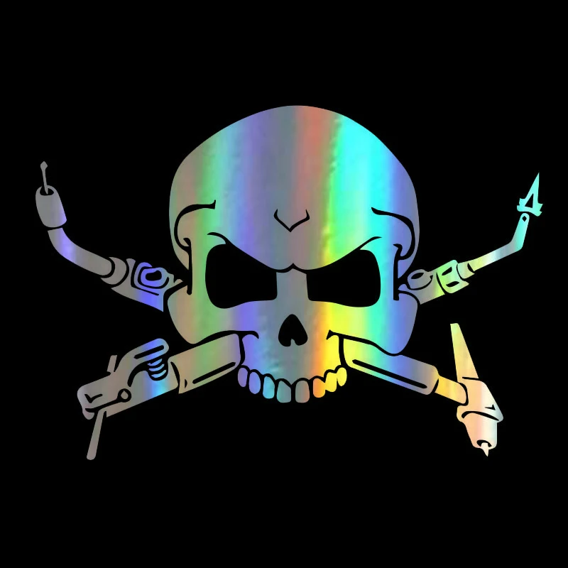 

Car Sticker Vinyl 12.7*8.9cm Interesting Welders Skull Reflective Sticker On Car Funny 3D Stickers Decals Car Styling