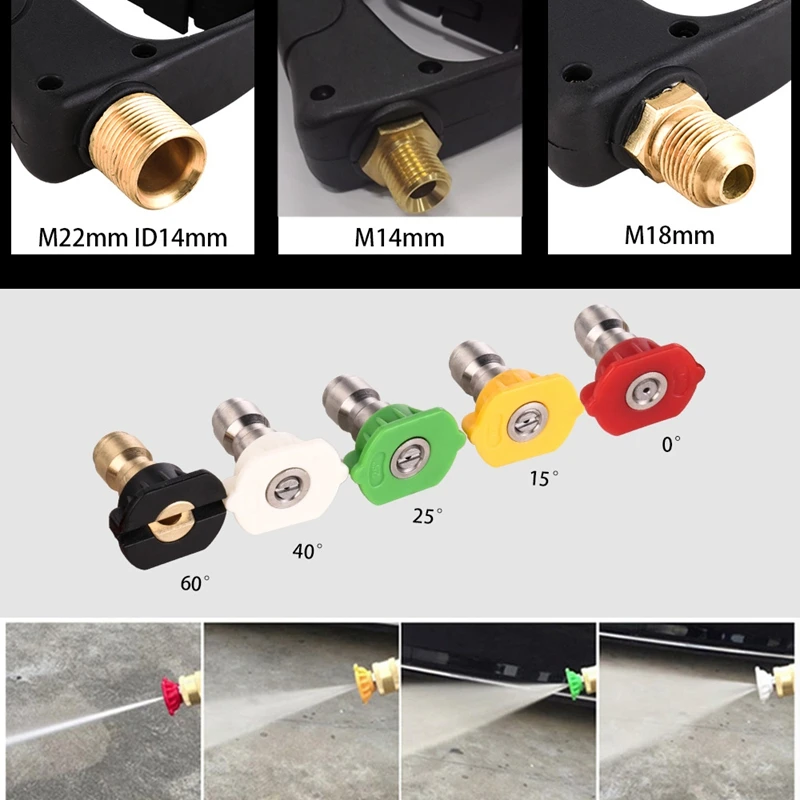 

M22 X 1.5 Mm High Pressure Car Washer Tool Washer Tool With 5 Nozzles For Car Pressure Power Washers Water Tool Cleaning Tools