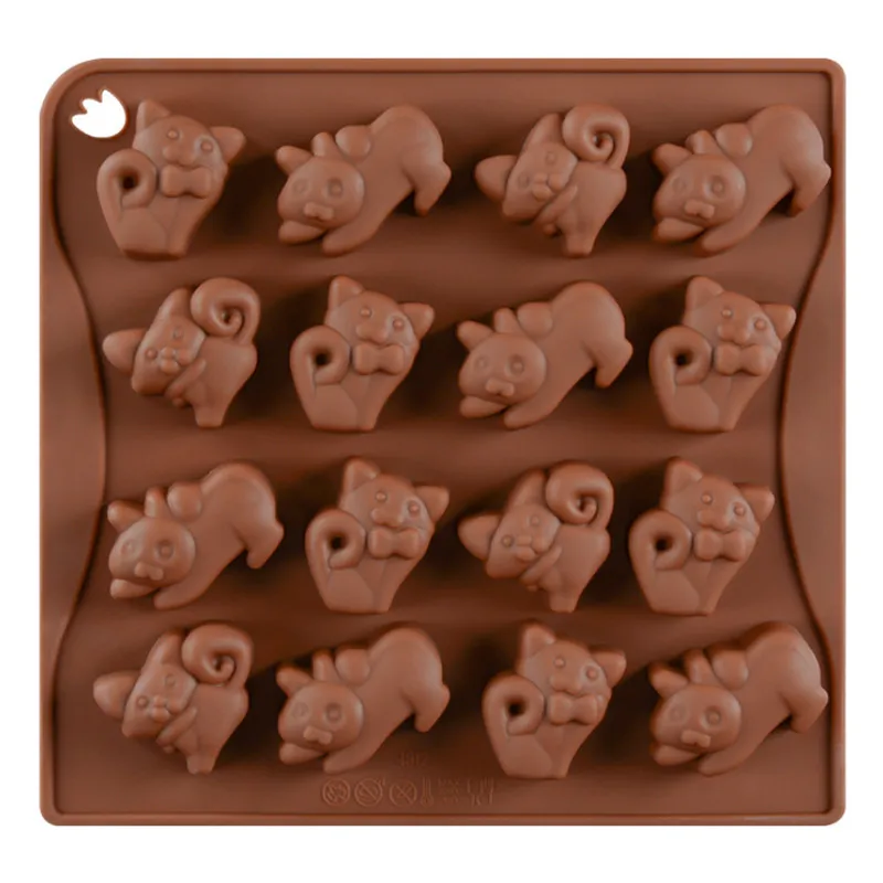 

Silicone 16 Holes Cat Shape Chocolate Cake Mold Tool For Baking Jelly Pudding Dessert Mousse Handmade Soap Frozen Ice