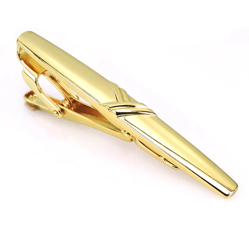 

Men's gold crystal tie clip high quality men's shirt tie clip new fashion laser metal tie clip French wedding business tie clip