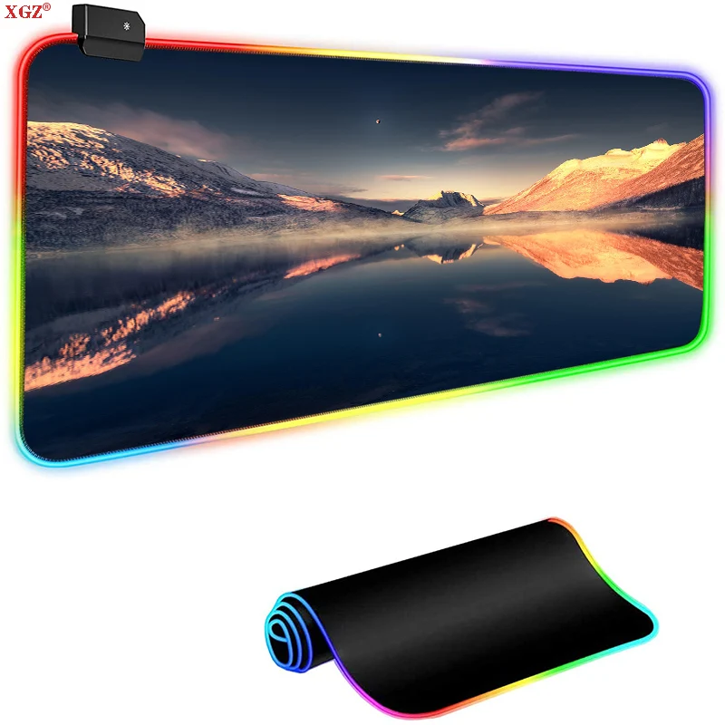 

XGZ Big Wave Gaming Mouse Pad, RGB Carpet Rubber Table Mat with Sealed Edge, PC Keyboard Mat LED Backlight XXL Anti-slip Desk
