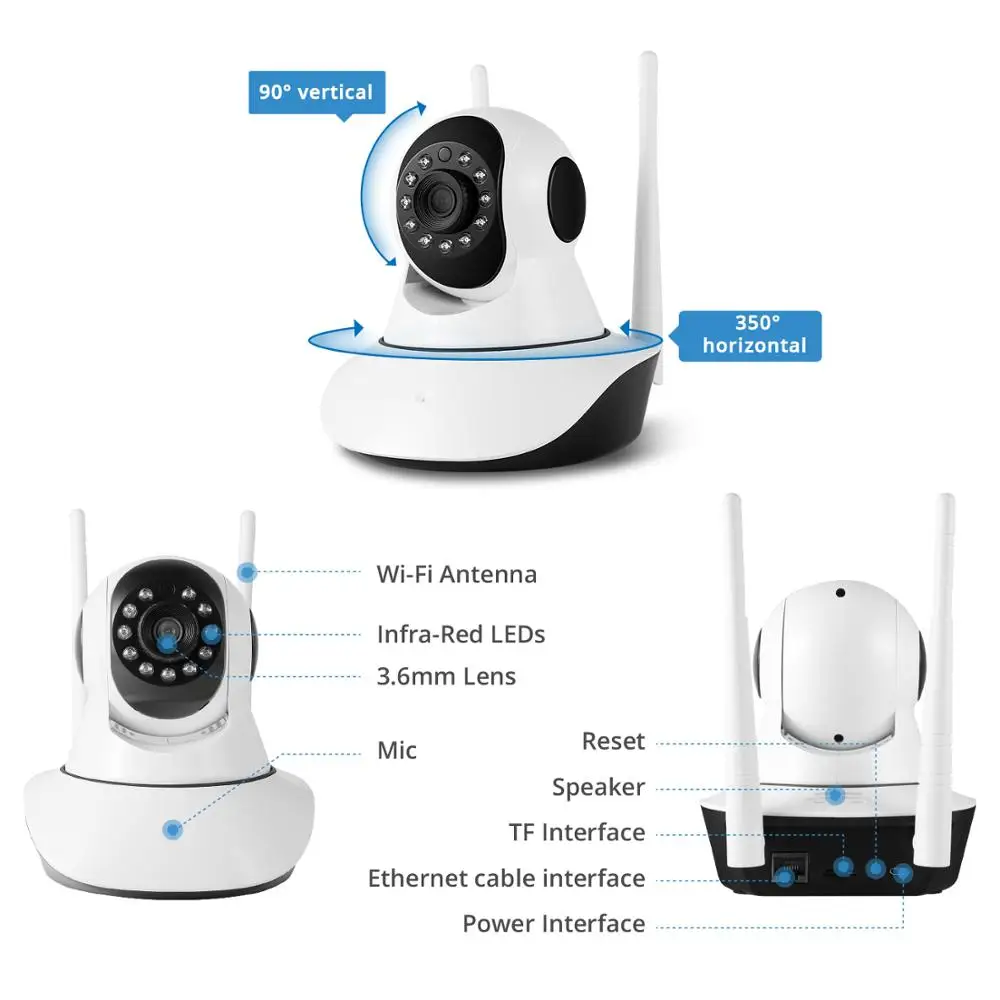 Беспроводная камера видеонаблюдения 1080P FHD IP двусторонняя аудиосвязь радионяня