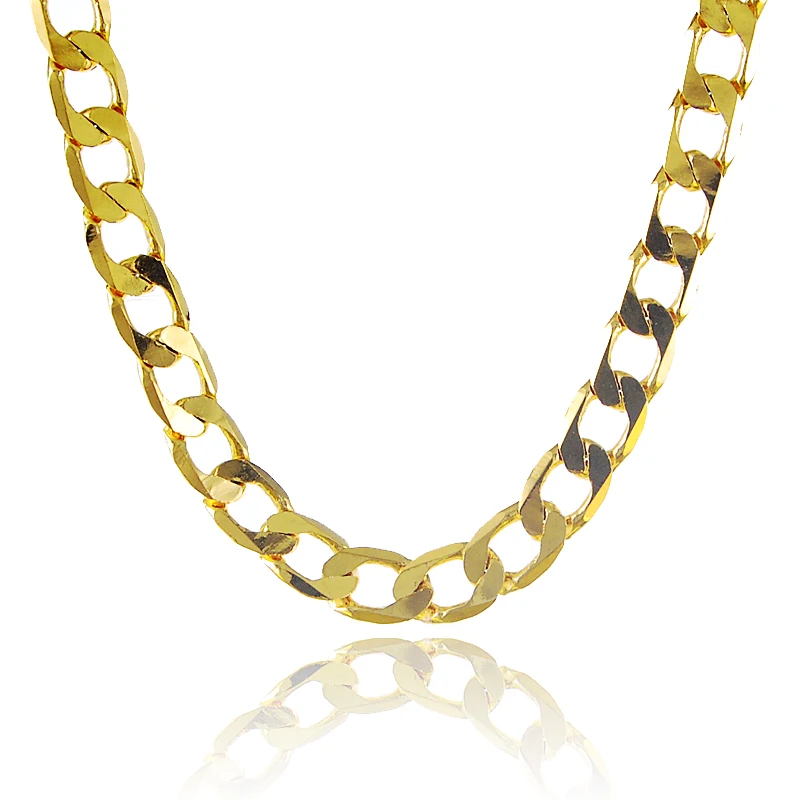 

Factory Price 8MM Pure Gold Color Cuba Link Chain Necklace 75cm Long Chain For Men Hip Hop Punk Jewelry Accessories