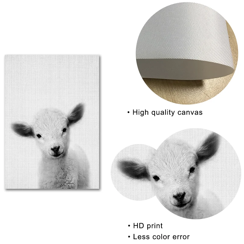 Настенная картина с лесными животными декор для детской комнаты черно белые