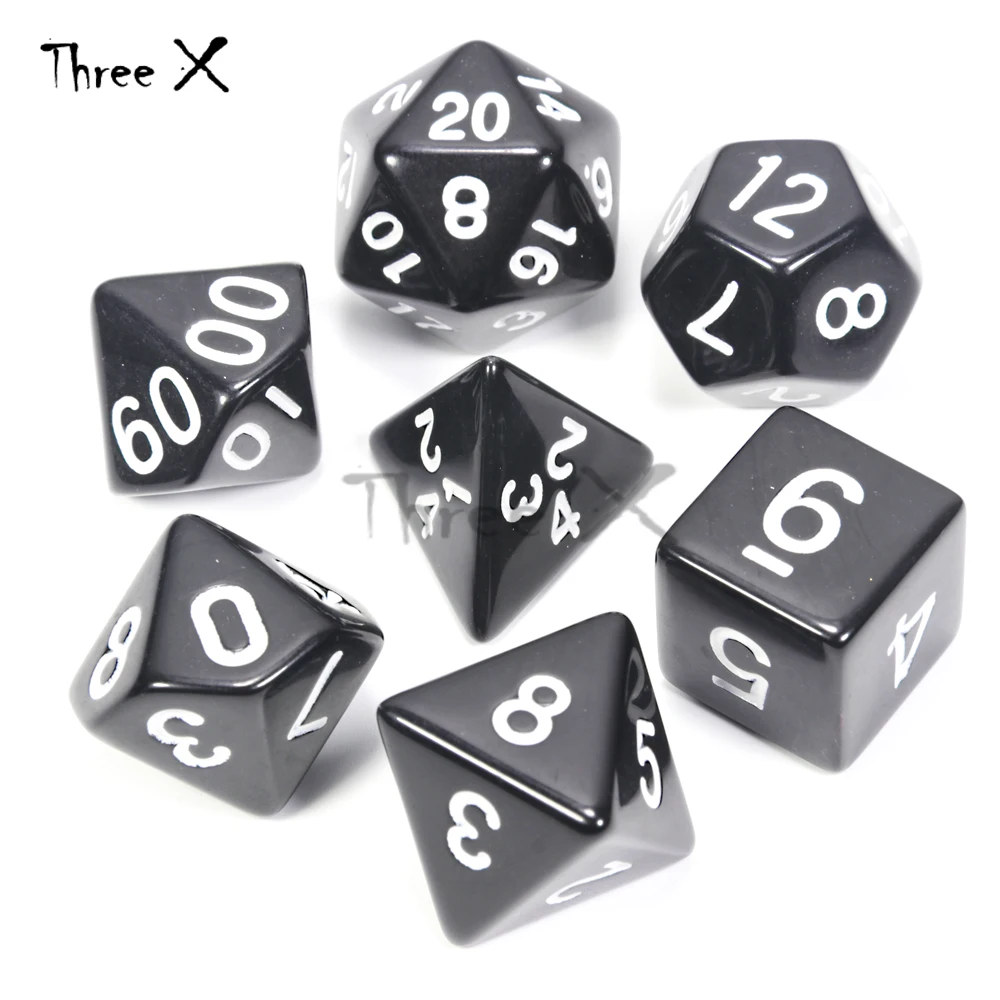 10 Black 15 цветов 7 шт./компл. акриловые непрозрачные портативные игры в кости Подземелья и Драконы непрозрачные D4-D20 мульти стороны игральные кости настольные игры Рождественский подарок - Цвет: 10 Black