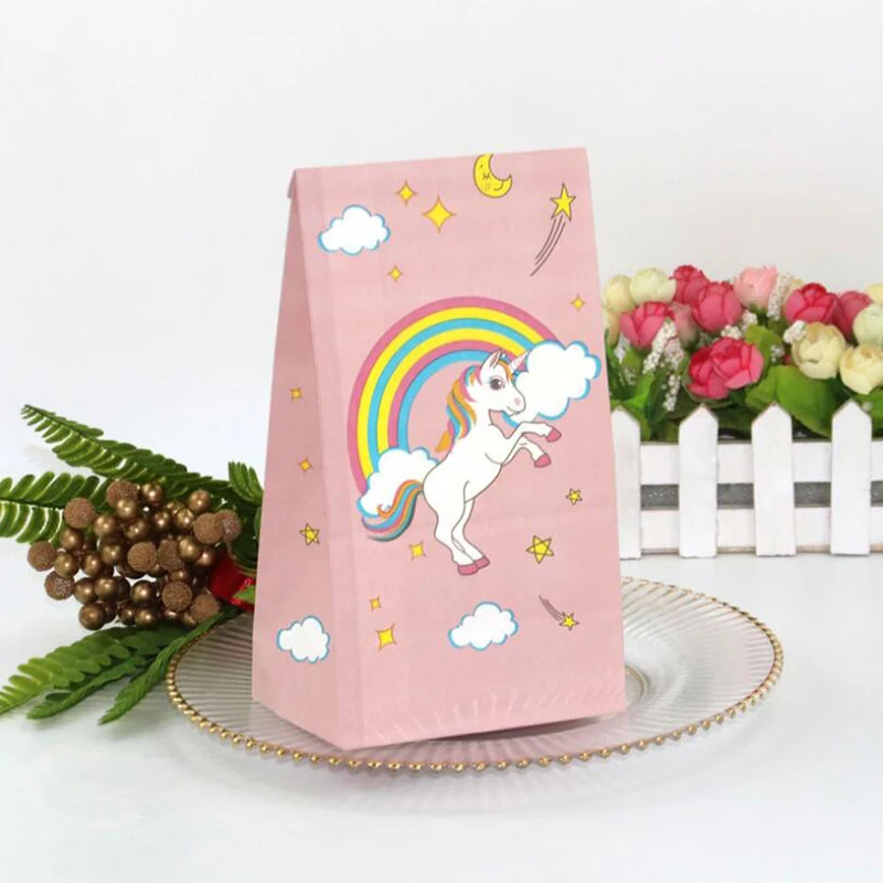 

10pcs Kraft Paper Unicorn candy box Gift Bags Sweets Candy Packing Pouches wedding baby kid birthday party decor Wrapping Supply