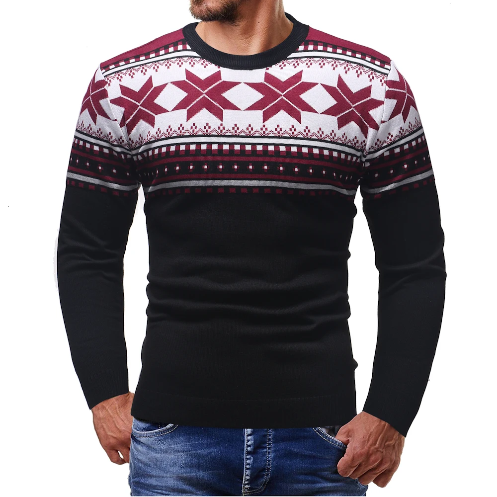 Christmas Cotton Printing Sweater Men 2019 Autumn Winter Jersey Jumper Pullover O-neck Knitted Sweaters | Мужская одежда
