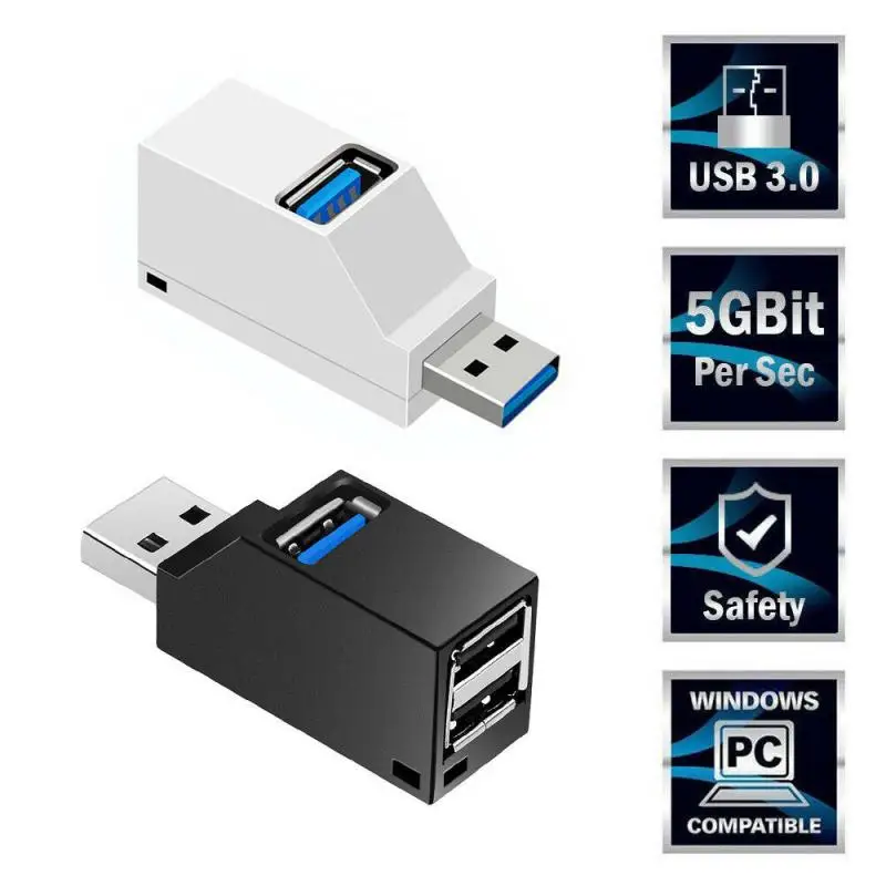 

1 шт. 3 Порты и разъёмы usb-хаб мини USB 3,0 высокое Скорость концентратор разделитель поля для портативных ПК